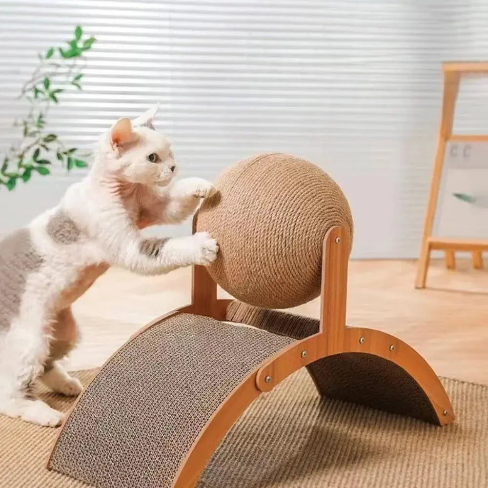Griffoir arche pour chat avec jouet en corde et en bois - Maison Nørdique Maison Nørdique