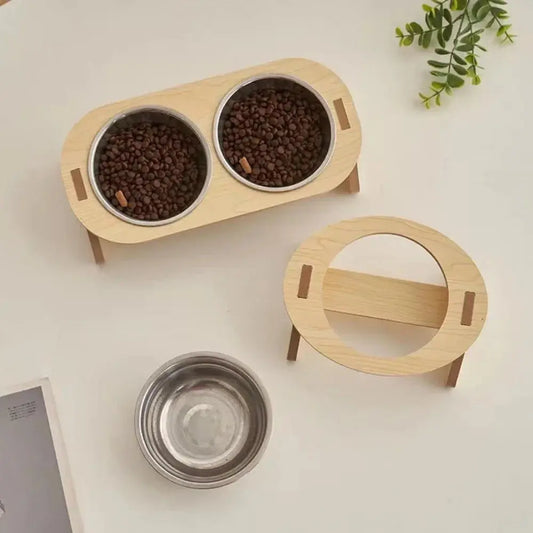 Gamelle surélevée et inclinée en bois pour chien/chat – Maison Nørdique™ 