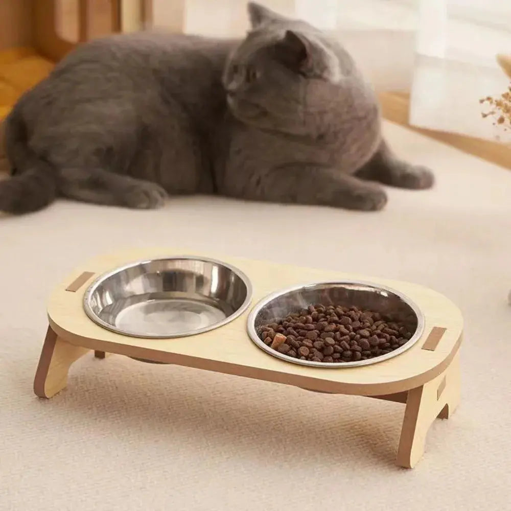 Gamelle surélevée et inclinée en bois pour chien/chat – Maison Nørdique™ 